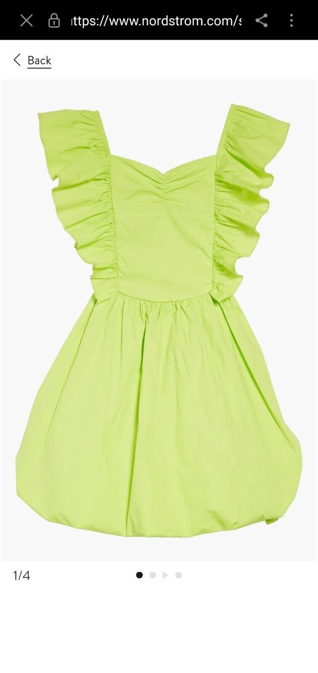 Girls Ruffle Short Sleeve Dress With Pockets - A New Day Light Green 8 B7